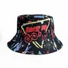 Sombrero de pescador retro graffiti de los 80 transfronterizo, sombrero tipo cubo de marca de moda unisex, sombrero de hip-hop con estampado de letras para protección solar de verano