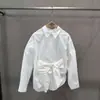 Outono 2026 Novo Design Transfronteiriço Camisa de Manga Longa com Laço na Cintura Versátil para o Dia a Dia Dupla Face Top Solto