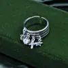 Anel multi-anel de prata de lei S925 anel cruz coroa estrela feminino personalidade retro moda anel ajustável atacado