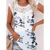 Chaleco informal holgado de algodón de colores con cuello redondo y borde de encaje con estampado floral para mujer de Amazon, estilo europeo y americano, verano 2022