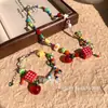Paraíso de Manzanas~Collar de Lazo con Cuentas de Dopamina de Colores Cadena para Clavícula de Diseño Niche Lindo y Dulce para Mujer