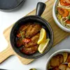 Tigela criativa de cabo único Alça de cerâmica Tigela Tigela para assar arroz assado tigela para assar tigela para macarrão instantâneo louça doméstica tigela de café da manhã tigela de salada