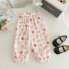 Pantalones Leggings Finos de Verano Anti-Mosquitos Casa Rosa para Niños con Estampado de Dibujos Animados Sueltos Pantalones para Aire Acondicionado Pantalones Nueve Puntos 7783