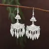 Pendientes Miao Étnicos de Borla Larga Estilo Nuevo, Pendientes Exagerados de Declaración de Moda Estilo Étnico de Plata Miao de Lujo Ligero