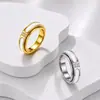 Anillo Rotatorio Temu Xi Yin de Acero Inoxidable de 6 mm Incrustado con Nácar y Diamantes para Mujer, Nicho, Lujo Ligero, Tacto de Alta Gama, Anillo Dorado