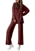 Comercio exterior transfronterizo Amazon Europeo y Americano 2026 ropa de mujer cómoda y elegante, cuello redondo holgada manga larga elástica pantalones largos ropa de estar