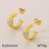 Nuevos Pendientes Simples en Forma de C de Acero Inoxidable con Diamantes, Personalizados de Acero de Titanio de Alto Nivel para Combinar con Todo, Joyería de Pendientes Geométricos de Oro de 18K