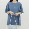 Camiseta coreana de estilo de cuello redondo y manga corta para mujer en verano, holgada, con estampado de plantas, de algodón blanco, ins super hot, top de media manga para estudiante