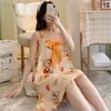 Pijama para Mujer Estilo Princesa, Verano Lazo Cuadrado Cuadros Dibujos Animados Tirantes, Camisón Dulce y Lindo con Encaje