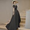 Vestido de novia ligero estilo francés, pequeño Hepburn, viaje diario, retro, vestido sencillo de satén blanco