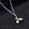 Fabricante de Joyería Weizhuang Venta al por Mayor Collar Hoja Brote Estilo K Elegante Sencillo Piedra Ojo de Gato Cadena Clavícula K1103