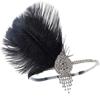 Diadema de Plumas Negras Lowosaiwor Diadema Flapper Adorno de Cabeza Gatsby