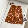 Saia de chifon com bolinhas super estilosa para mulheres, novo modelo de verão 2026, design único, saia curta fina para mulheres baixinhas