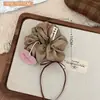 Cuerda para el pelo Retro Marrón para Niñas, Dulce y Versátil, Aspecto Elegante, Cuerda para Coleta con Lazo, Accesorios para el Cabello al por Mayor