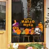 Decoración de Halloween pegatinas electrostáticas para escaparates de tiendas y bares, arreglo de Halloween linterna de calabaza pegatinas electrostáticas para puerta de cristal