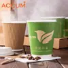 Vaso de Papel Grueso Desechable para Té de Leche de Uso Comercial, Vaso Blanco de Doble Capa para Bebidas Calientes, Personalizable con Impresión de Logo