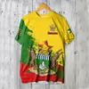 Bandera de Zimbabue y Emblema Nacional Patrón Impresión 3D Transfronterizo Nuevo Camiseta de Manga Corta para Hombre Venta Directa de Fábrica Suministro