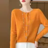 Suéter de Punto de Osmanthus, Abrigo Suéter de Cuello Redondo de Moda Suelto de Terciopelo Andy, Cárdigan de Color Sólido Listo para Usar para Mujer, Gris