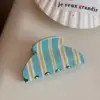 Presilha de Garra Listrada Colorida Estilo Coreano Clipe de Tamanho Médio de Alta Qualidade Presilha de Cabelo para Mulheres Parte de Trás da Cabeça Clipe de Tubarão Pequena Presilha de Garra Acessórios de Cabelo