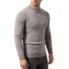 Suéter Masculino Pulôver Gola Meia-Alta Outono/Inverno 2026 Marca Tendência Amazon Camisa Base Jacquard Fashion Masculina