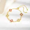 Pulseira de Trevo de Quatro Folhas Rosa Flor de Cerejeira Pérola Mãe Pulseira da Sorte Feminina Luxo Leve Nicho de Ponta Pulseira de Contas Pulseira Exquisita