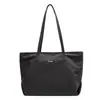 Bolsa de tela de color sólido para mujer, bolsa de hombro para estudiante de clase, bolsa tote simple de gran capacidad, bolso de mano de nailon para el trabajo y para ir al trabajo