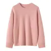 Chegada Outono/Inverno Novo Suéter Feminino de Cashmere 100% Espesso de Três Fios e Cinco Agulhas com Gola Redonda, Malha Solta, Manga Longa, Cor Sólida, Quente