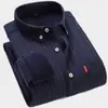 Camisa de Manga Larga para Hombre con Forro de Felpa, Camisa Rayada Cepillada Gruesa Estilo Coreano de Corte Ajustado para Hombre, Chaqueta Informal de Otoño a la Moda