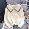 Suéteres de punto para mujer de otoño e invierno, cárdigan dulce con cuello de muñeca para mujer, chaqueta de punto de moda con bloques de color, nuevo 2026