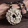 Colgante de obsidiana dorada genuina natural más vendido Hierba Tengfei dragón escudo de paz valiente venta al por mayor directa de fábrica de obsidiana