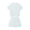 Conjunto de Pijama de Manga Corta y Shorts para Comercio Exterior Transfronterizo Estilo Europeo y Americano Verano 2025 Cárdigan de Rayas Verticales Pijama Ropa de Casa de Algodón Puro para Mujer