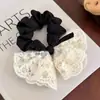 Lazo para el Pelo de Encaje Bordado de Doble Capa Estilo Coreano Lazo Retro Lazo de Intestino Delgado Banda Elástica Suave Accesorios para el Cabello Tocado para Mujeres