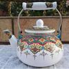 Tetera de Esmalte Engrosado, Hervidor de Agua, Cocina de Inducción, Cafetera para Té de la Tarde Francés, Tetera de Flores Retro, Olla para Medicamentos