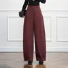 Calça casual de cintura alta feita sob medida para mulheres, estilo outono 2026, corte solto, afina a silhueta e valoriza o corpo, calça longa de perna larga