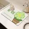 Tapete escurridor para encimera de cocina, tapete absorbente de tierra de diatomeas, tapete escurridor para mesa, posavasos, sin lavado, tapete para mesa de centro, barra