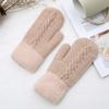Luvas de ciclismo femininas quentes de inverno estilo coreano, fofas, forradas com lã, luvas de ciclismo de lã espessadas para estudantes