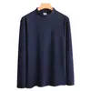 Camiseta de Manga Larga con Cuello Alto y Medio de Terciopelo Alemán de Alta Calidad de 280g para Hombres y Mujeres, Capa Base Caliente Engrosada, Top de Color Puro Otoño