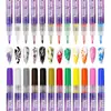 Popular Marcador de Uñas de 12 Colores de Amazon, Punta Recubierta de Plástico de 0.7 mm, Bolígrafo para Graffiti de Uñas, Secado Rápido, Bolígrafo para Arte de Uñas Acrílicas