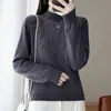 Cross2026 Otoño/Invierno Nuevo Suéter de Punto de Cuello Alto de Manga Larga para Mujer Color Sólido Perforación Caliente Cuentas de Uñas Suelto Camiseta Base