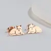 Novos Brincos de Aço Inoxidável com Recorte de Animal Cartoon Cão Lobo Tigre Koala Porco Esquilo Pássaro Pombo de Comércio Exterior