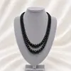 Collar de perlas de vidrio estilo cheongsam multicapa, nuevo estilo retro, cadena de clavícula, cadena de lana de doble capa, cadena de cuello de vidrio de tres capas