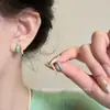 Pendientes de Bola con Esmalte Goteado en Forma de C para Mujer, Estilo Retro de Lujo Ligero, Pendientes de Gama Alta, Nuevos Modelos 2025