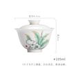 Mo Ji literati pintado a mano cuenco cubierto de piedra Taihu juego de té kung fu para el hogar color bajo vidriado vidriado interior turquesa turquesa barro de jade cuenco de té