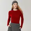 100% cachemira pura, nueva colección otoño 2026, suéter de cachemira tejido de punto para mujer, estilo francés de alta gama, cuello redondo, corte ajustado