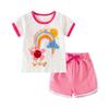 Littlebuddy2026 Nuevo Estilo Primavera y Verano Traje de Manga Corta para Niñas Algodón Estilo Europeo y Americano Traje de Manga Corta para Niños 2-7 Años