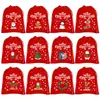 Bolsa de Regalo con Cordón Roja Terciopelo Navideña Más Vendida Transfronteriza del Fabricante Bolsa de Empaque para Dulces de Manzana Navideña y Galletas