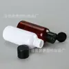 Botella de 60 ml con tapa abatible de plástico PET para loción, muestra cosmética, tapa de mariposa, botella de plástico