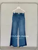 Calça jeans feminina Youji CZZHANG com retalhos e franjas estilosas, nova para o outono, perna larga, comprimento total C31013