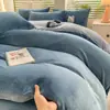 Juego de cuatro piezas de terciopelo de leche engrosado de invierno transfronterizo, sábana de cama de terciopelo coral de doble cara, funda de edredón individual, juego de tres piezas de vellón de franela