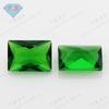 Anillo de gema Huagang rectangular con ángulo recto, flor de coche, vidrio verde sintético, vidrio verde, esmeralda, superficie de piedra desnuda